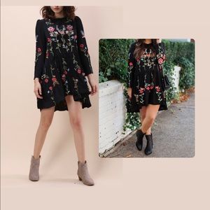 Chicwish Embroidered floral black dress